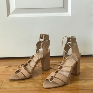 Light Pink Block Heel Size 8.5 - ties around ankle